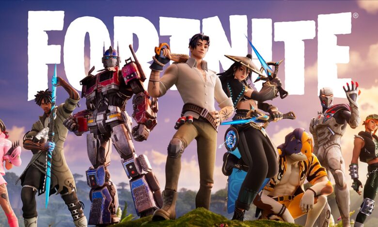 Fortnite Battle Royale gameplay scene featuring iconic characters and vivid graphics